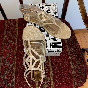 Gold Rhinestone Dress Sandals